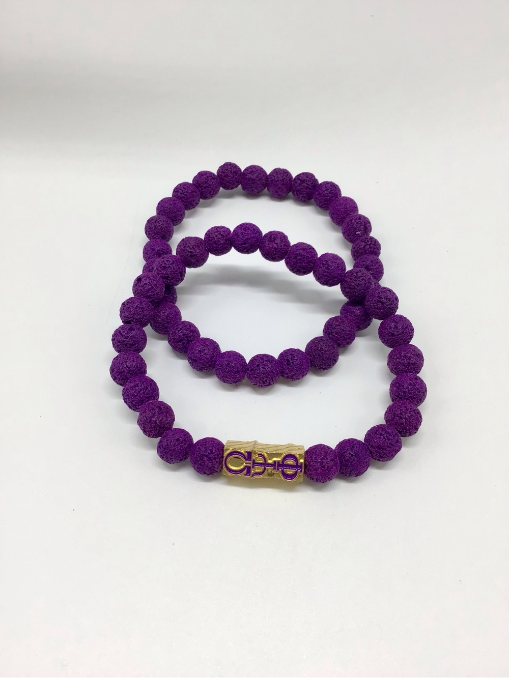 Omega Psi Phi Purple Lava Stone Stretch Bracelet
